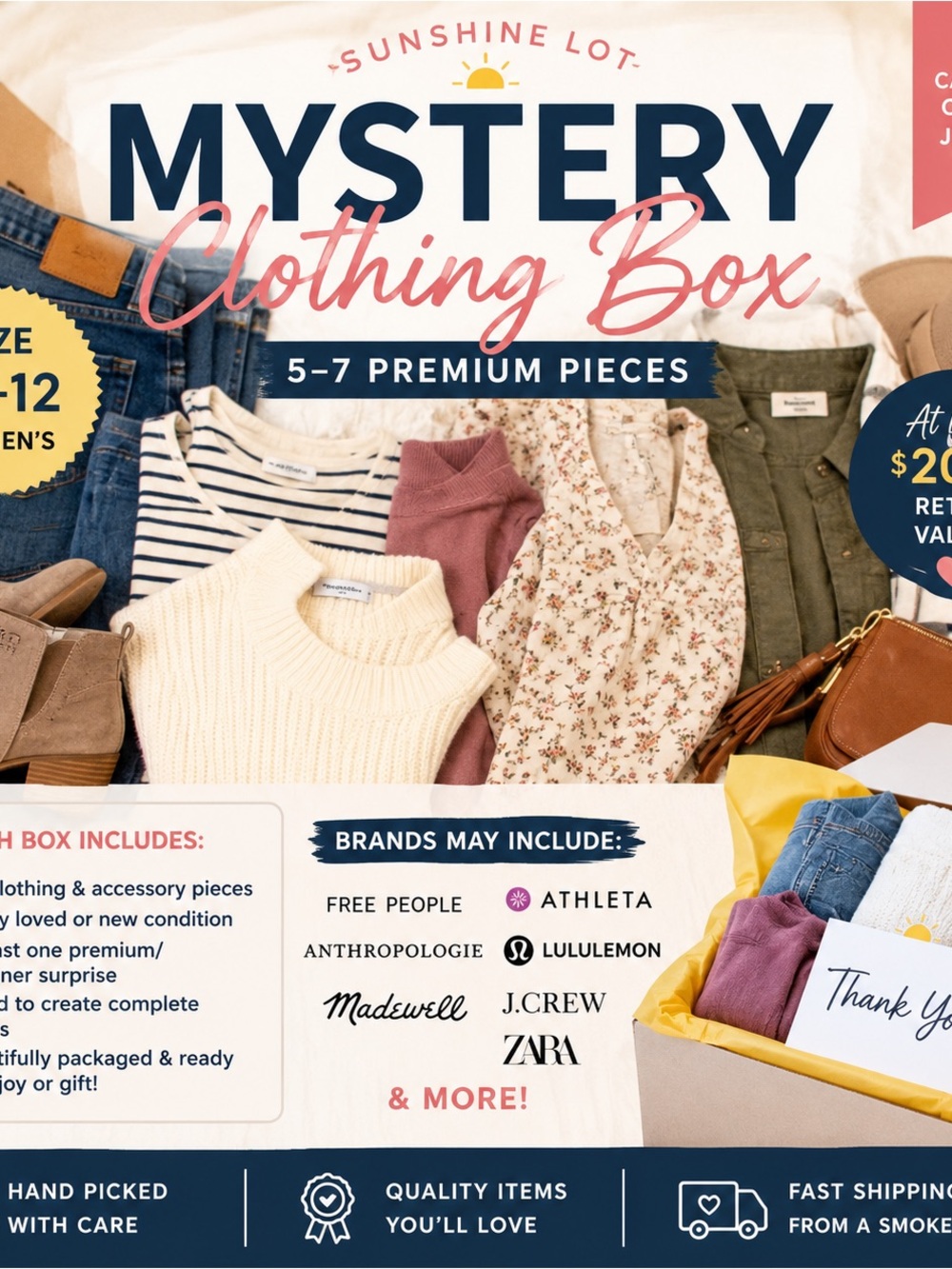 Premium Women’s Mystery Box | Size 10–12 | 5–7 Pieces + Bonus Designer Item